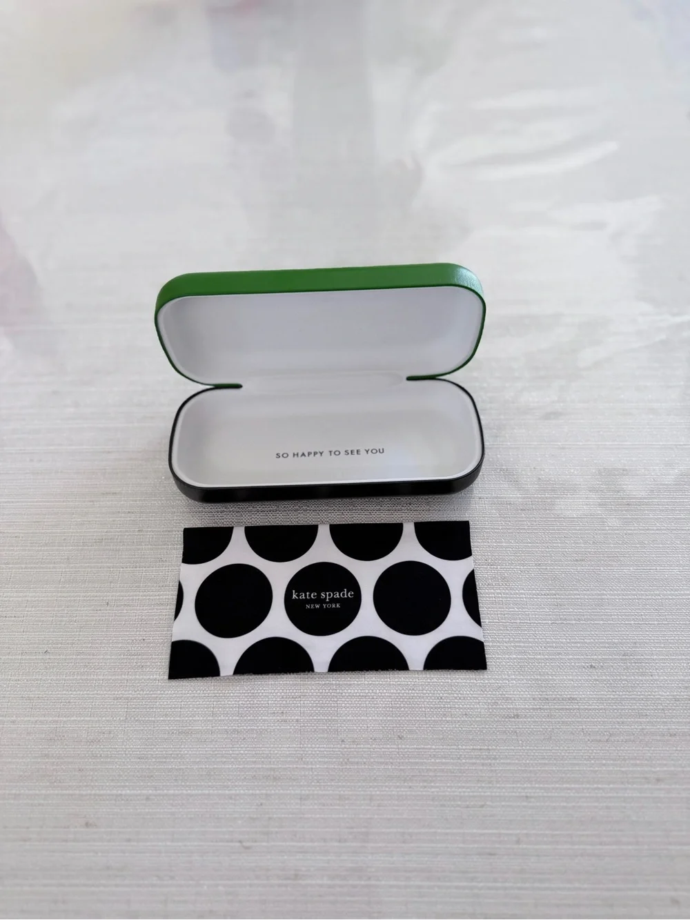 kate spade Green and Black Eyeglass Case with polka dot cloth - Picture 8 of 8